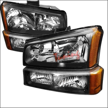 Overtime Crystal Housing Headlights & Parking Lights for 03 to 07 Chevrolet Silverado; Black - 10 x 17 x 24 in. OV1622848
